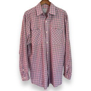 Carhartt Shirt Men’s Size M Long Sleeve Button Up Red White Blue Plaid Cotton